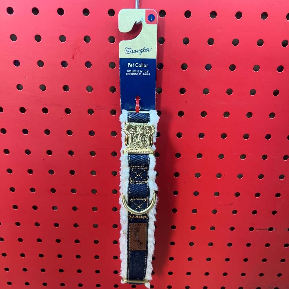Wrangler Pet Collar Size L Denim Sherpa Dog Collar Large jeans